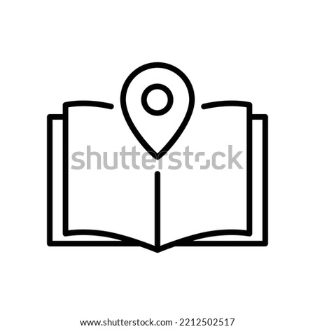 Open book line icon illustration with map. icon illustration related to library location. Simple vector design editable.