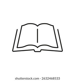 Ícone Abrir Linha do Livro. Símbolo De Estrutura De Conhecimento, Educação E Aprendizagem. Estudo Acadêmico E Representação Literária. Traço editável. Ilustração de vetor isolada.