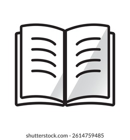 Open book line icon. Outline vector illustration of an open publication or notebook.