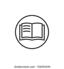 Open book line icon, outline vector sign, linear style pictogram isolated on white. Education textbook symbol, logo illustration. Editable stroke