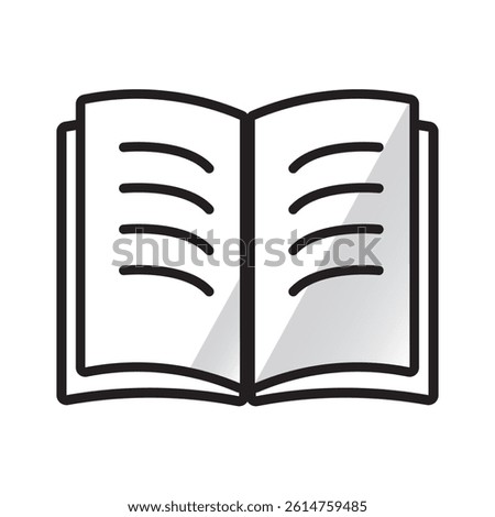 Open book line icon. Outline vector illustration of an open publication or notebook.