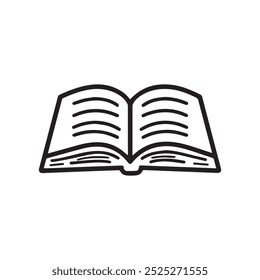Abrir ícone de linha de livro com páginas visíveis.