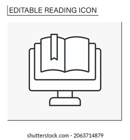Abrir icono de línea de libro. Proceso de adquisición de habilidades y conocimientos. Lección. Concepto de lectura. Ilustración vectorial aislada. Trazo editable