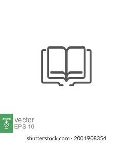 Öffnen Sie das Symbol für die Buchlinie. Lesen Sie Magazine, Broschüren und Enzyklopädie-Symbol. Logo des Dokumentenlesers für Web- und mobile App. Bibliotheks- oder Buchhandlung-Schild. Vektorgrafik. Design auf weißem Hintergrund. EPS10