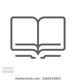 Open book line icon. Read magazine, booklet, encyclopedia symbol. Document reader logo for web, app. Library or book store sign. Editable stroke Vector illustration design on white background EPS 10