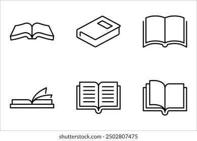 Open book line icon set. ebook icon vector illustration on white background