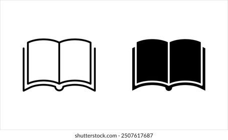 Abra el conjunto de iconos de línea de libro. Ilustración vectorial de iconos de libro electrónico sobre fondo blanco