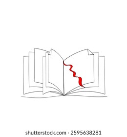 Open book line icon set. book icon vector illustration on white background continuous line drawing