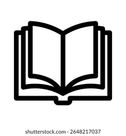 Open Book line icon. Simple vector symbol used for school, travel, or education themes. Clean linear design, Thin stroke design, isolated on white.