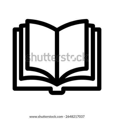 Open Book line icon. Simple vector symbol used for school, travel, or education themes. Clean linear design, Thin stroke design, isolated on white.