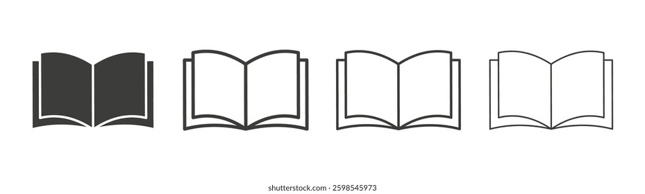 Open Book line icon vector illustration set.