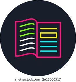 Open Book Line Multi Colour Circle