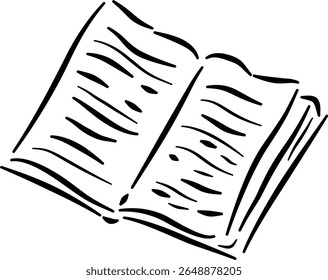 Open book line sketch for cozy design themes branding bookish packaging literary stationeryVector illustration