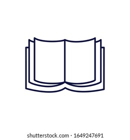 Design der offenen Buchlinie Stil Symbol-Design, Literatur lesen Bibliothek Schule Informationen Lernen und Text Thema Vektorillustration Illustration