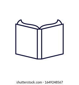 diseño de icono de línea de libro abierto, literatura educativa lectura biblioteca escuela de información universitaria aprendizaje y tema de texto Ilustración del vector