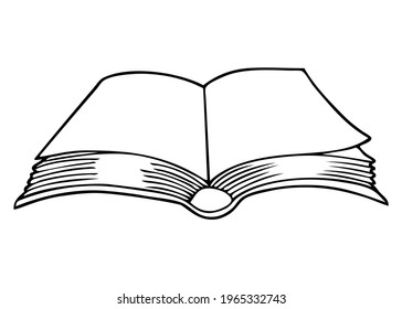 open book line vector illustration,
isolated on white background.top view