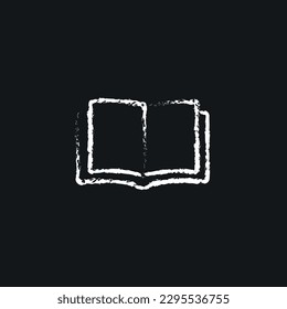 Open book linear chalk icon. Hand drawing effect. Vector isolated black illustration