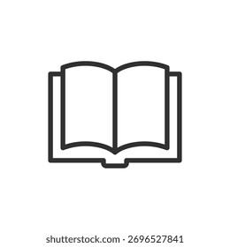 Buch öffnen, lineares Symbol. Lesen und Wissenskonzept. Linie mit editierbarem Strich.