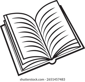 Open book with lines representing pages isolated on transparent background
