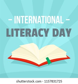 Open book literacy day background. Flat illustration of open book literacy day vector background for web design