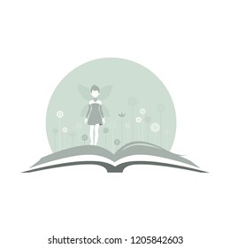 open book with little fairy, logo icon
