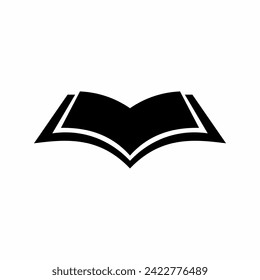 open book logo in black color style for bookstore, book company, publisher, encyclopedia, library, education logo concept