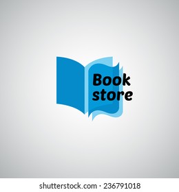 Open book logo. Blue icon vector illustration. 