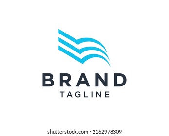 Open Book Logo. Blue Silhouette Book Paper isolated on White Background. Usable for Business and Education Logos. Flat Vector Logo Design Template Element.