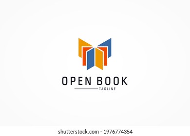 Open Book Logo. Colorful Geometric Shapes Book Icon isolated on White Background. Usable for Business and Education Logos. Flat Vector Logo Design Template Element.