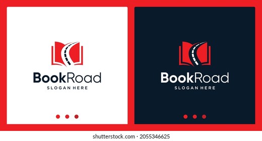 Open book logo design inspiration with street design logo. Premium Vector