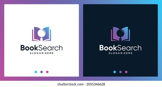 Open book logo design inspiration with magnifying glass design logo. Premium Vector