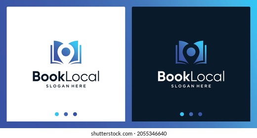 Open book logo design inspiration with location point design logo. Premium Vector