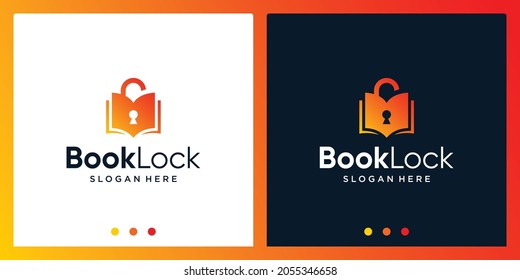 Open book logo design inspiration with padlock design logo. Premium Vector