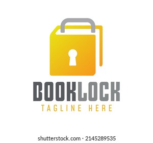 Open book logo design inspiration with padlock design logo. Premium Vector