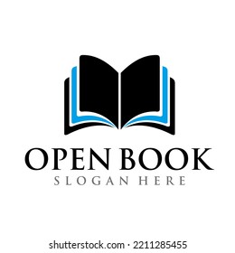 Open book logo design template vector illustration