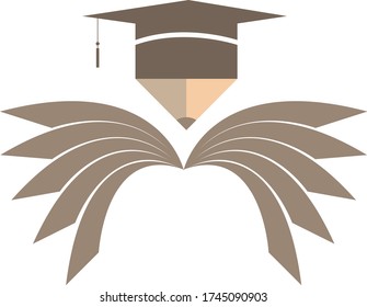 Diseño vectorial de diseño de logotipo de libro abierto con lápiz