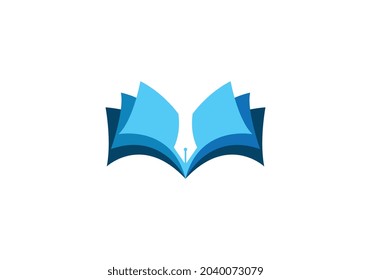 Open Book Logo Education Flat Vectordesign