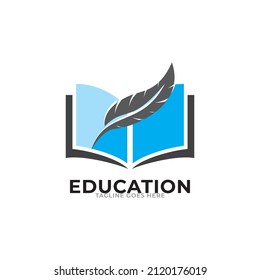Open Book Logo Education Flat Vector Design