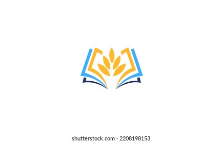 Open Book Logo Education Flat Vector Design