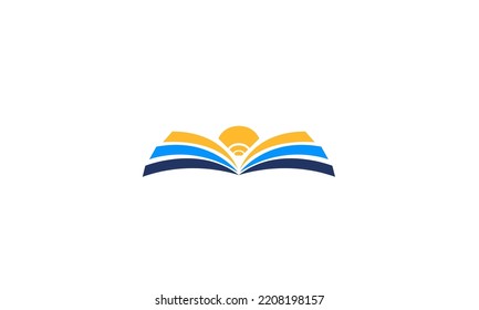 Open Book Logo Education Flat Vector Design