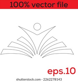 Open Book Logo Education Logo Flat Vector line art Logo Template