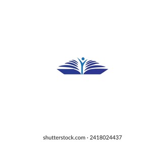 Open Book Logo Education Flat Vector Design.