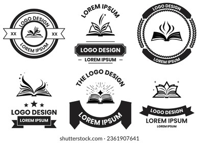 logotipo de libro abierto en línea plana estilo arte aislado en segundo plano