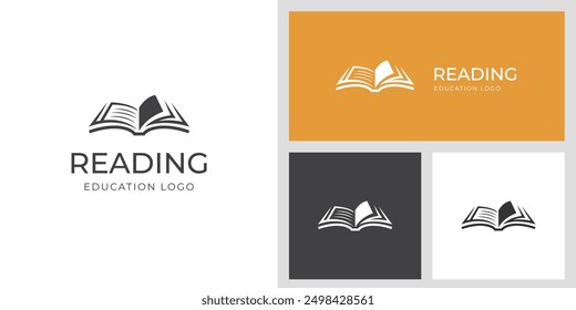 open book logo icon design graphic vector illustration for reading, learning and library logo design