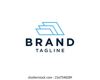 Open Book Logo Line. Blue Geometric Shape Linear Style Book Icon isolated on White Background. Usable for Business and Education Logos. Flat Vector Logo Design Template Element.