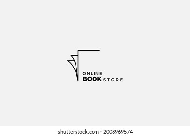 open book logo in linear style design for bookstore, book company, publisher, encyclopedia, library, education logo concept