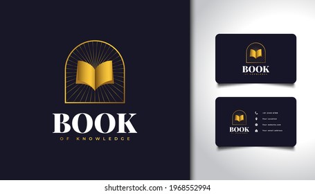 Open Book Logo with Luxury Vintage Style in Gold Gradient. Usable for Business and Education Logos. Luxury Book Logo