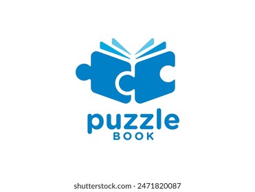 open book with logo puzzle. education child symbol vector design