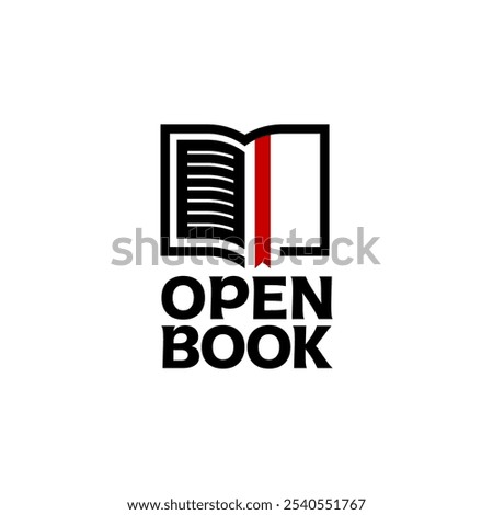 Open book logo symbol with bookmark
