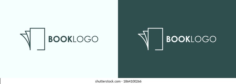 Open Book Logo. Tidewater Green Shape Linear Style Book Icon isolated on Double Background. Usable for Business and Education Logos. Flat Vector Logo Design Template Element.